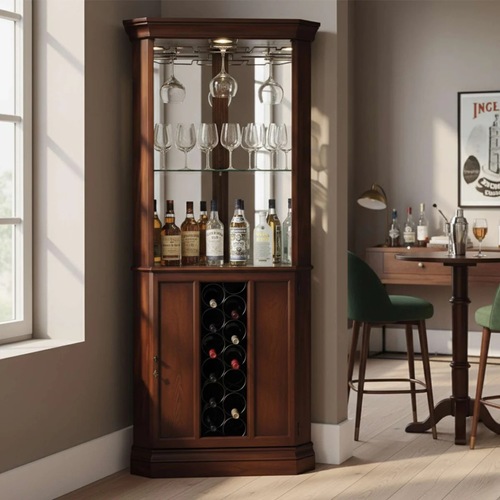 Used Howard Miller Hardwood Bar/Wine Cabinet for sale on AptDeco