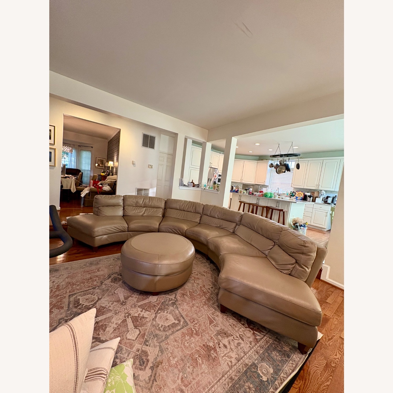 Chateau D'ax Beige Leather 3+ Piece Sectional - image-1