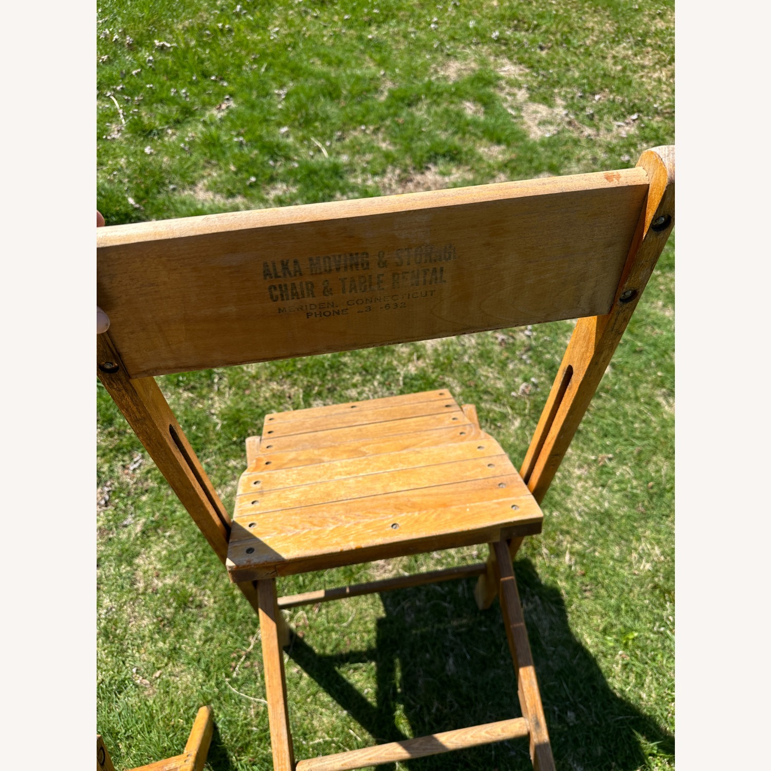 Pair of Synder Wood Vintage Folding Chairs - image-6