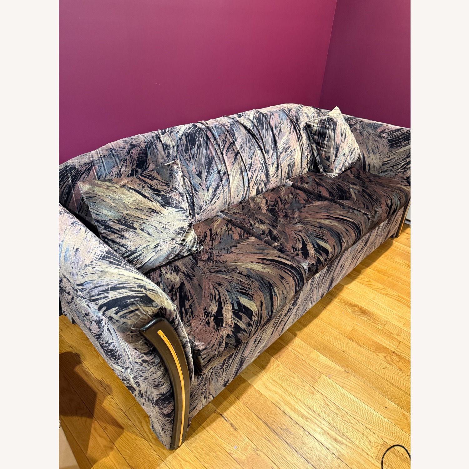 Vintage 80s Purple Velvet Sofa - image-4