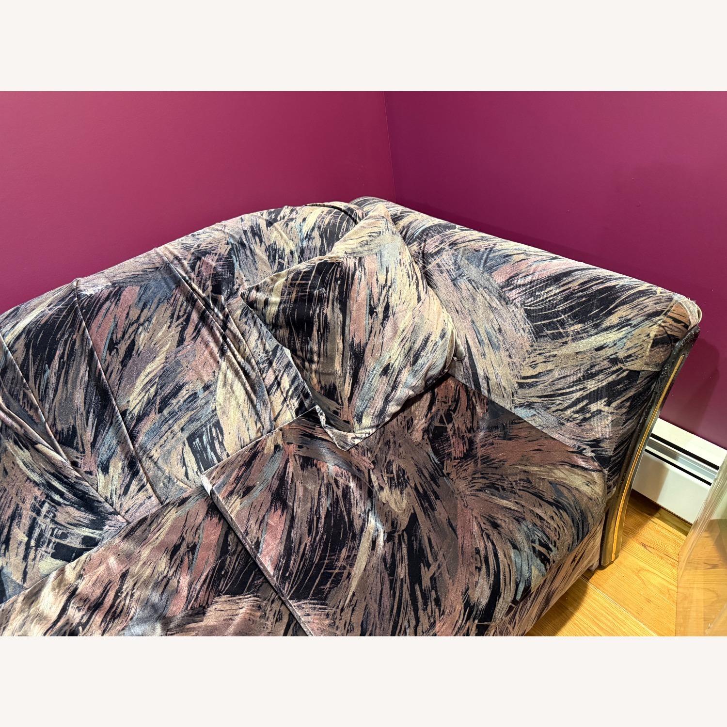 Vintage 80s Purple Velvet Sofa - image-3