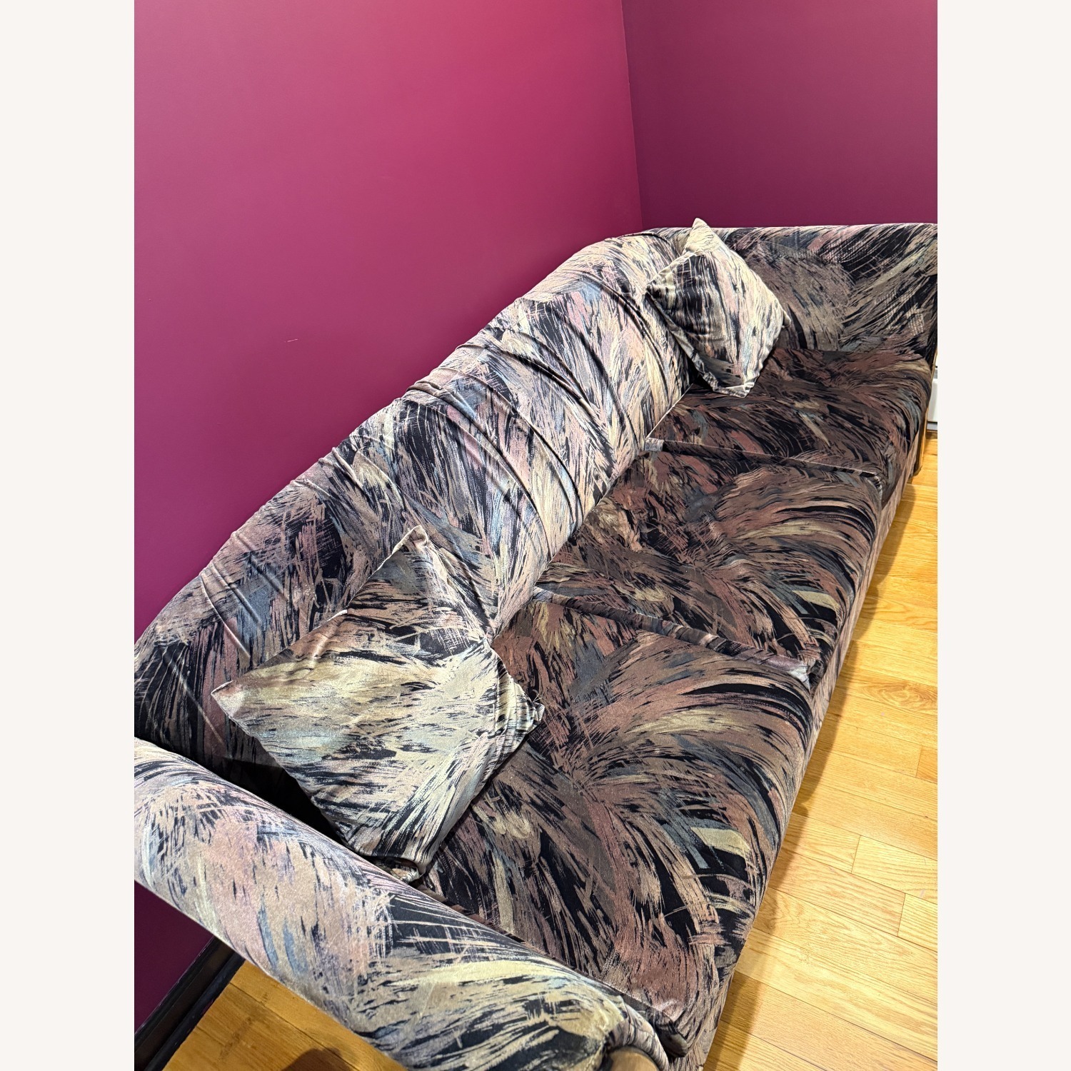 Vintage 80s Purple Velvet Sofa - image-1