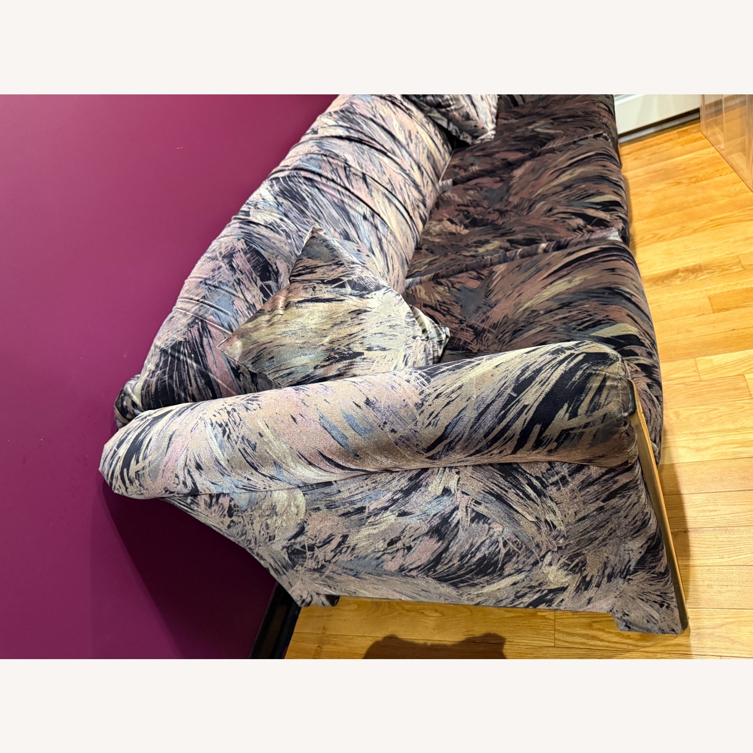 Vintage 80s Purple Velvet Sofa - image-5