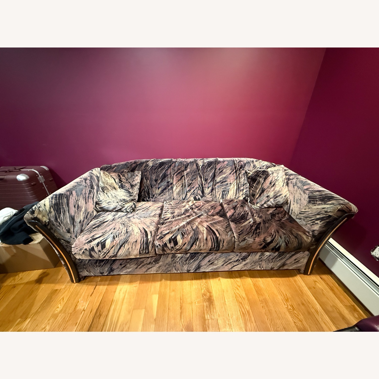 Vintage 80s Purple Velvet Sofa - image-2