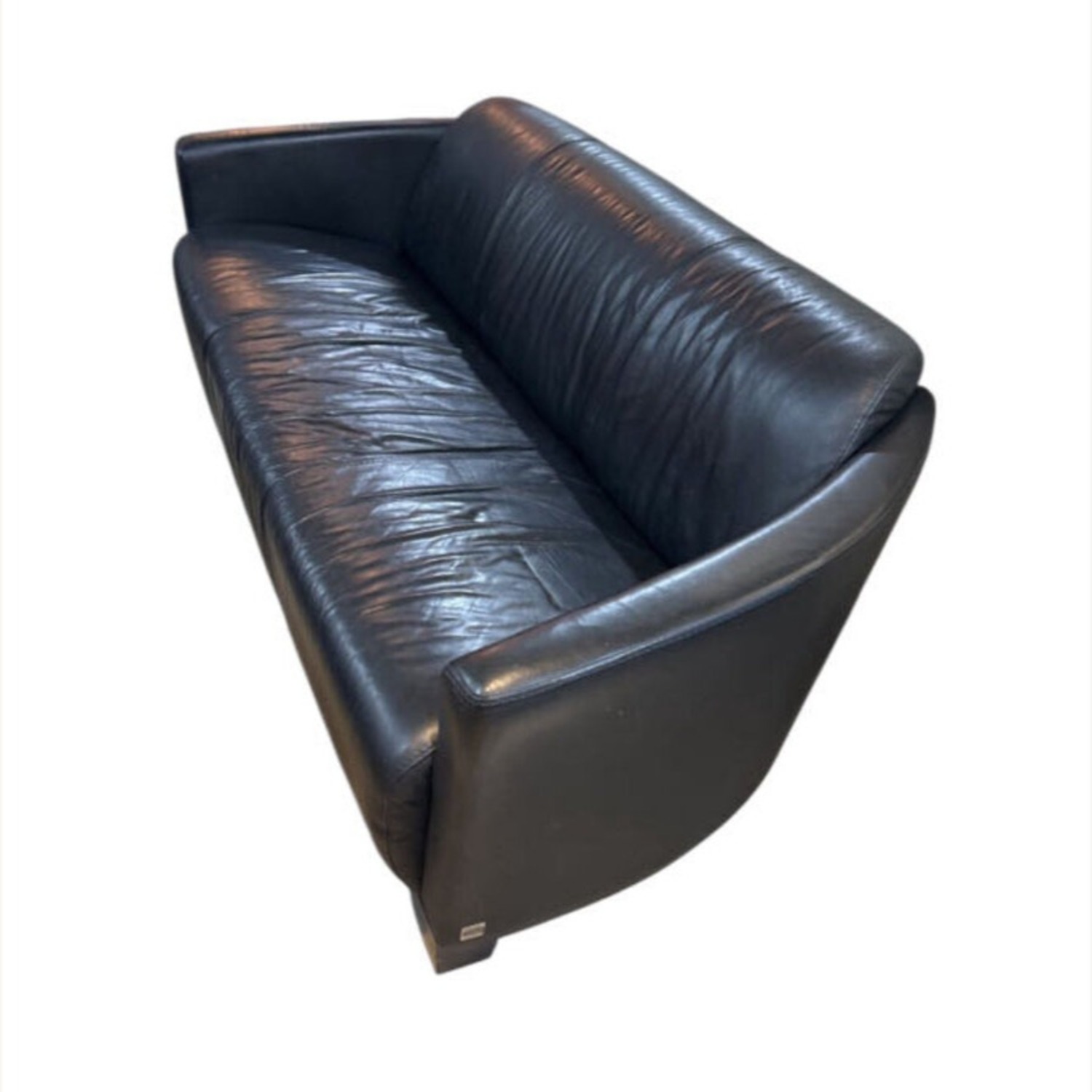 Calia Italia Italian Art Deco Leather Sofa - image-1