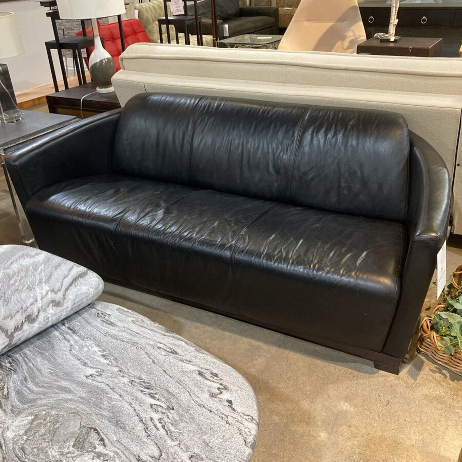 Calia Italia Italian Art Deco Leather Sofa - image-3