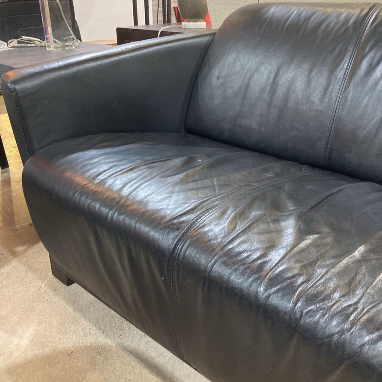 Calia Italia Italian Art Deco Leather Sofa - image-5