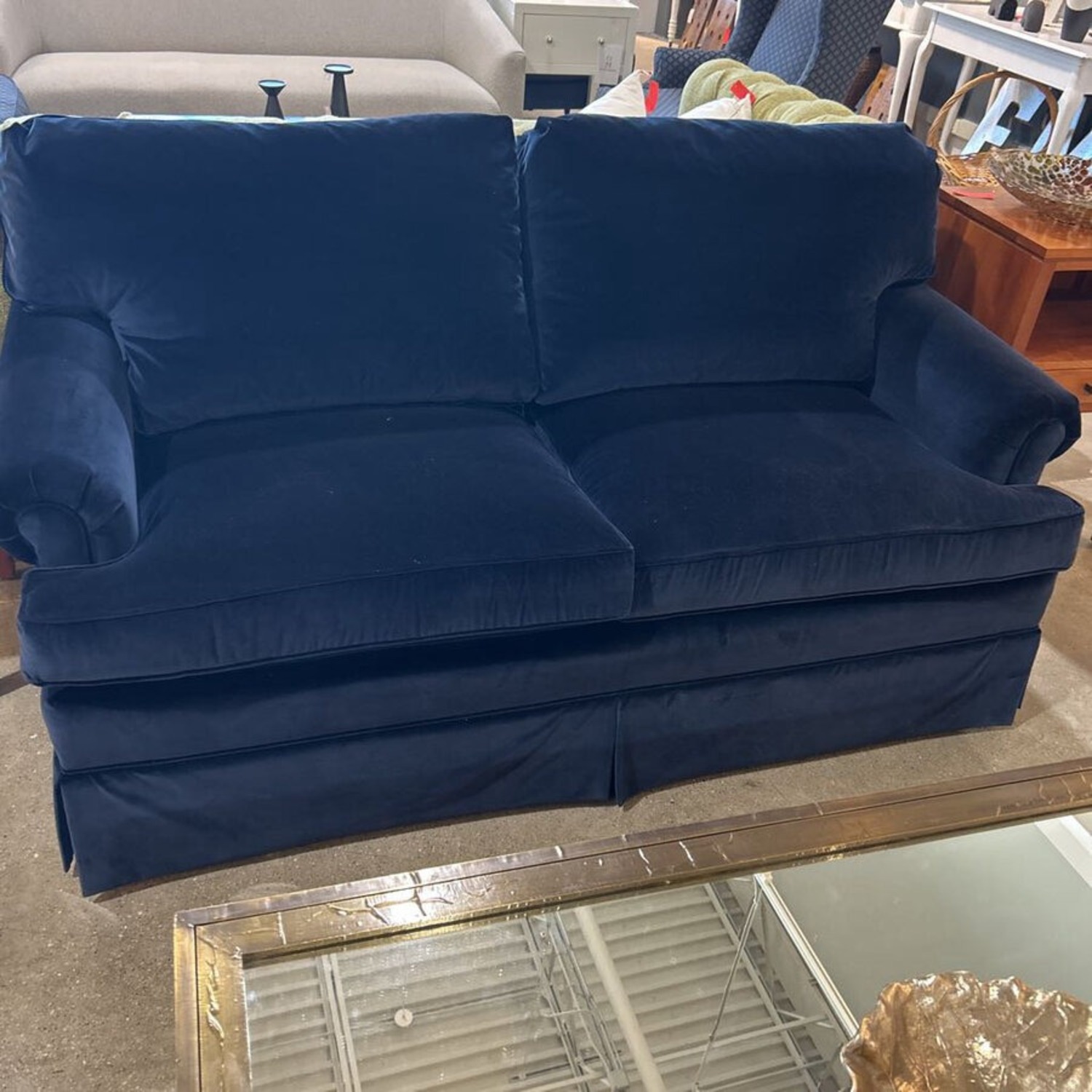 Hickory Chair Harrison Velvet Roll-Arm Loveseat - image-3