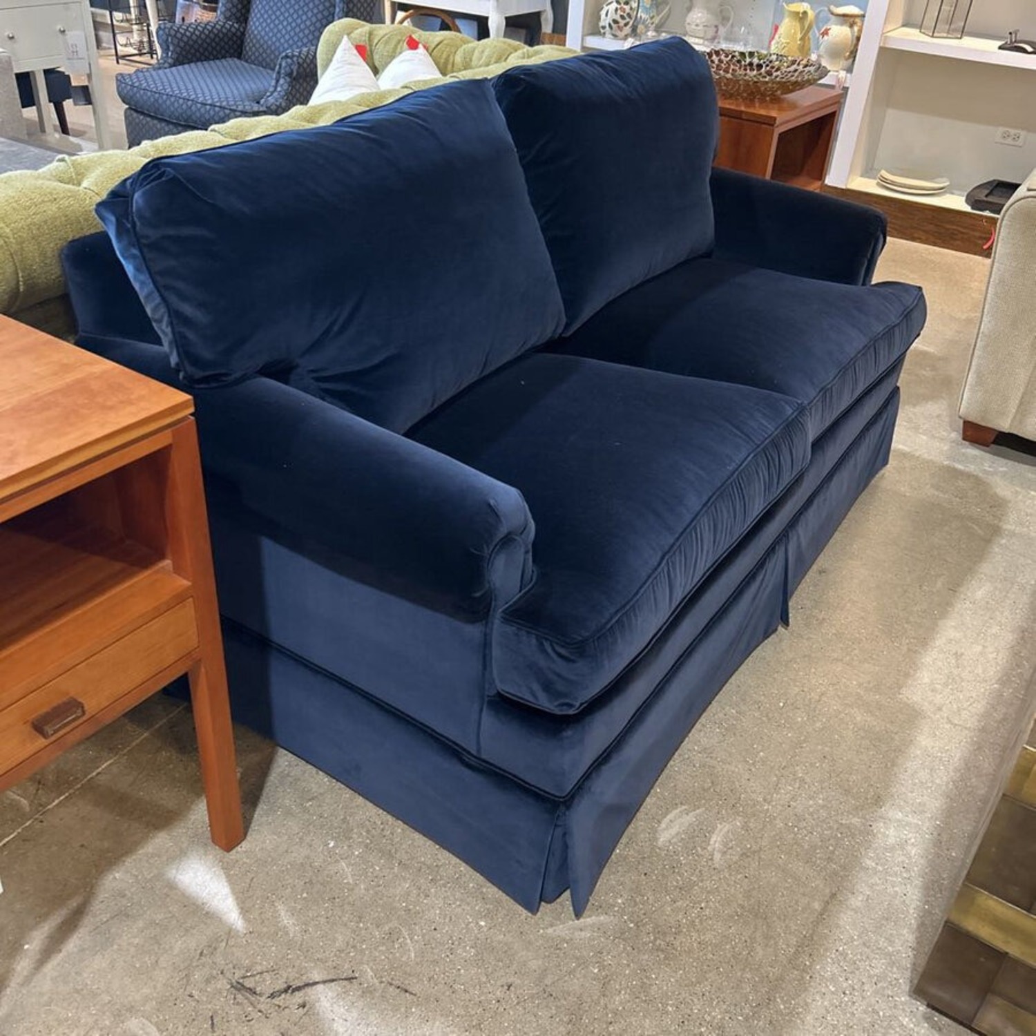 Hickory Chair Harrison Velvet Roll-Arm Loveseat - image-1