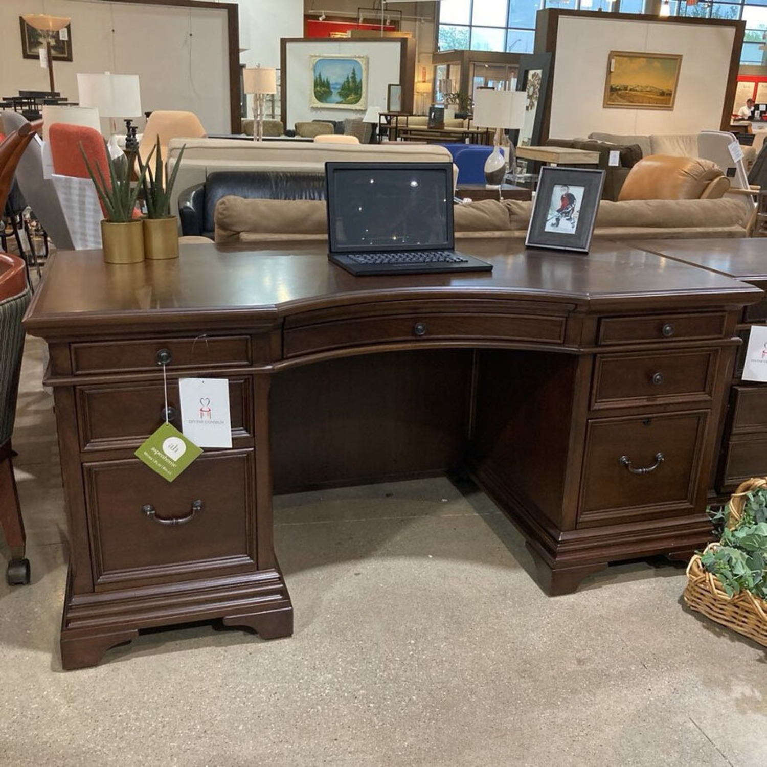 Hawthorne Carmel Brown Curved Executive Desk - image-2