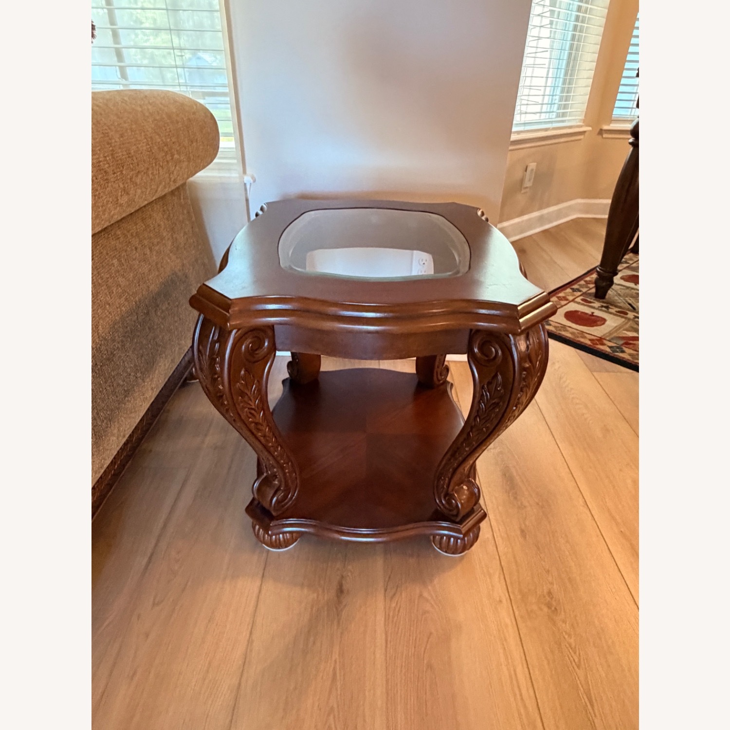 Ashley Furniture Yardsley Dark Cherry Wood Side Tables - image-1