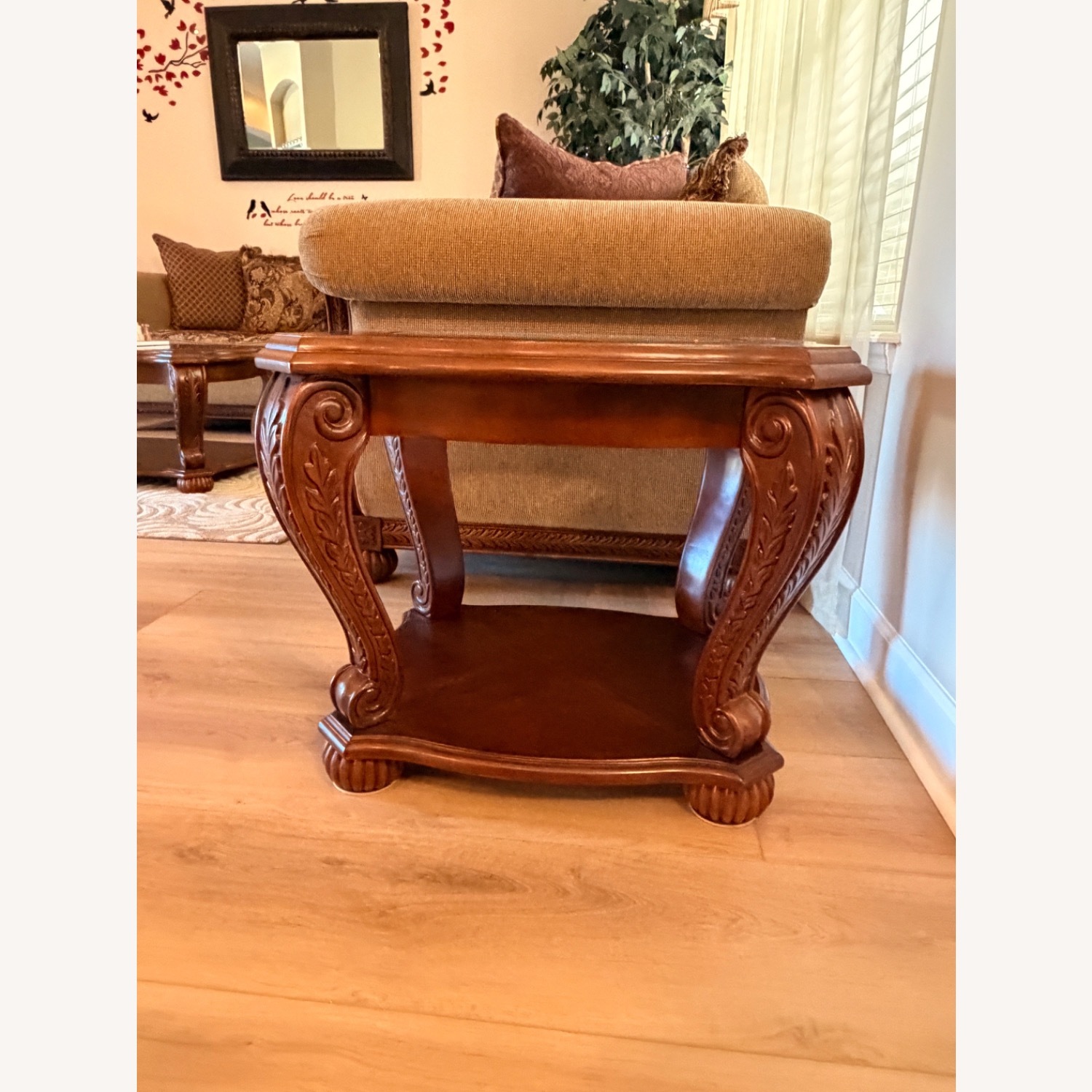 Ashley Furniture Yardsley Dark Cherry Wood Side Tables - image-2