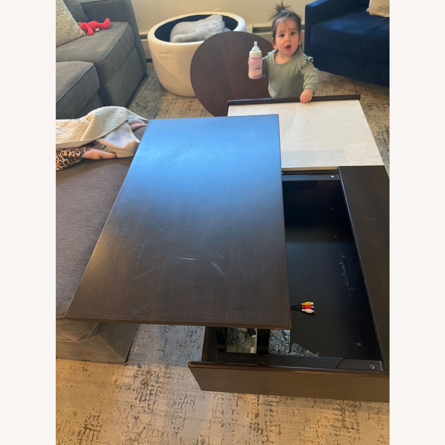 West Elm Mid-Century Marble Pop-Up Coffee Table  - image-5