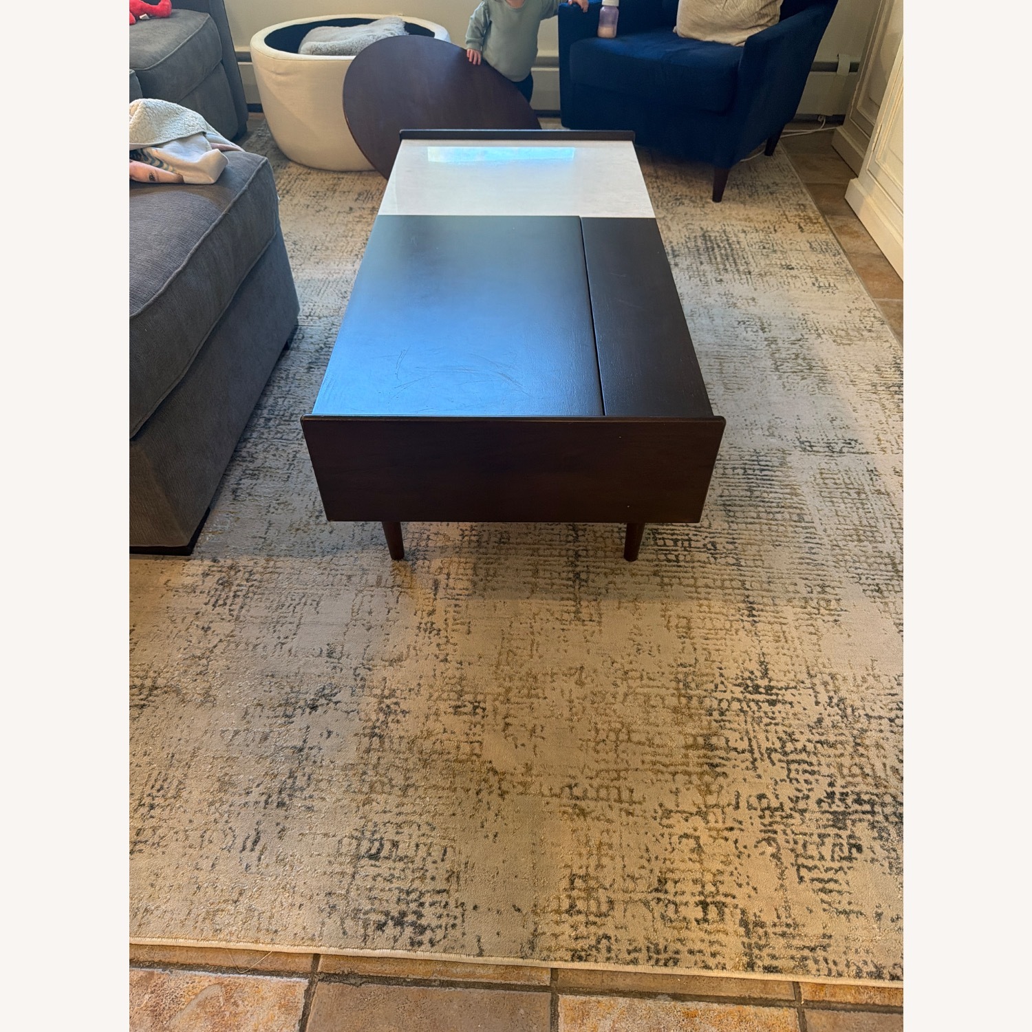 West Elm Mid-Century Marble Pop-Up Coffee Table  - image-3