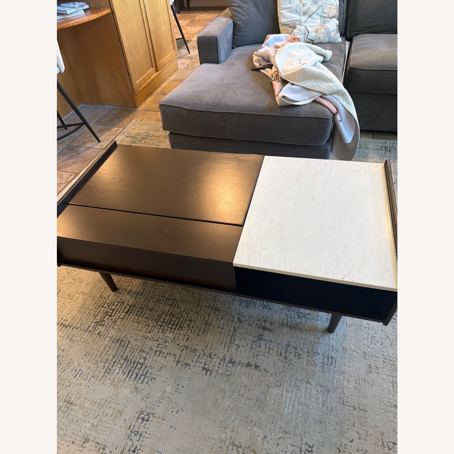 West Elm Mid-Century Marble Pop-Up Coffee Table  - image-2