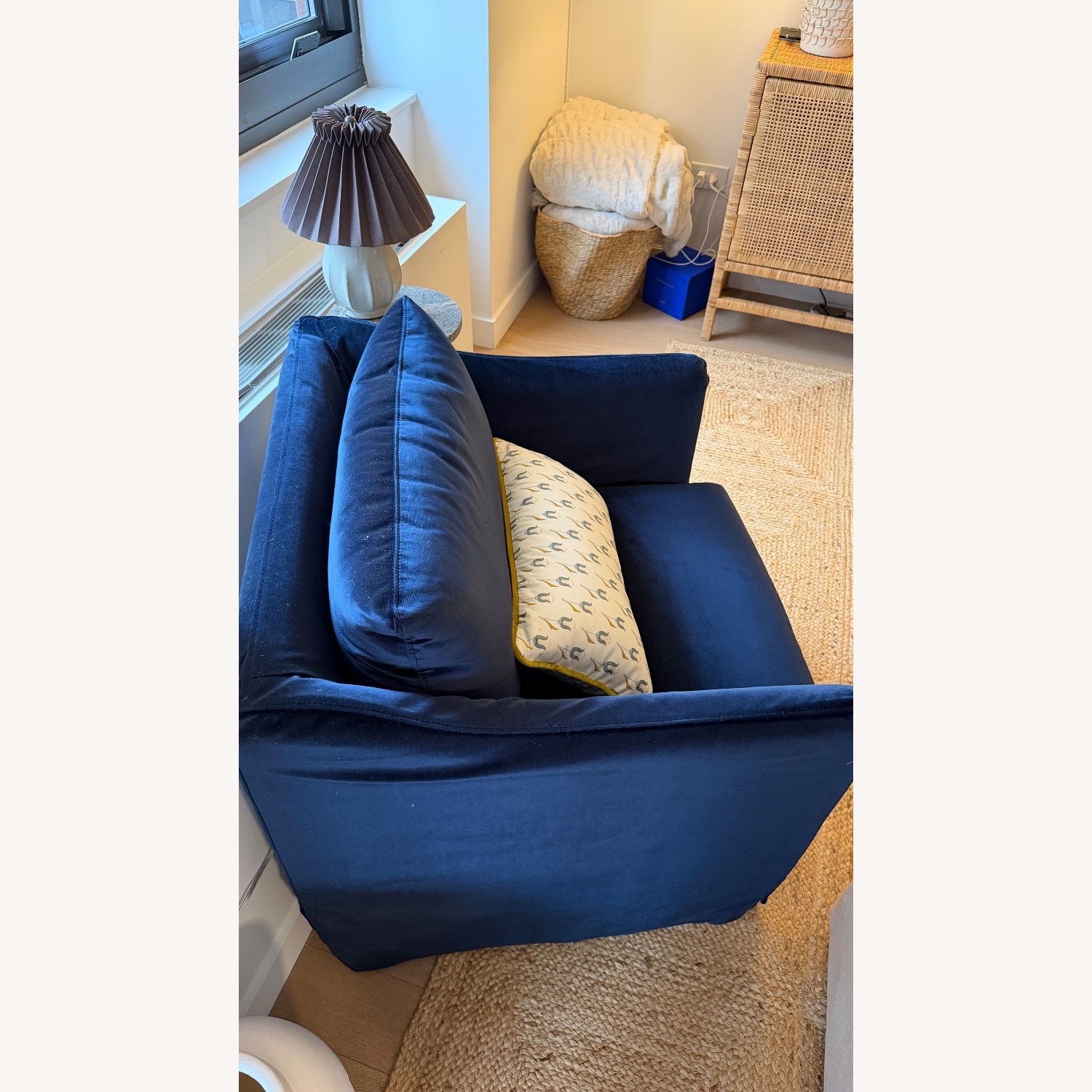 Interior Define Blue Sloan Slipcovered Swivel Chair - image-4