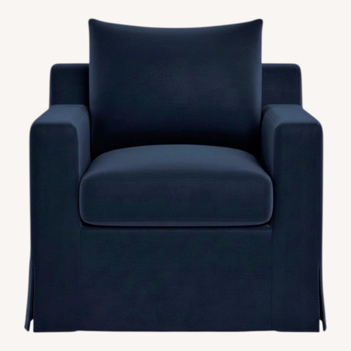 Used Interior Define Blue Sloan Slipcovered Swivel Chair for sale on AptDeco