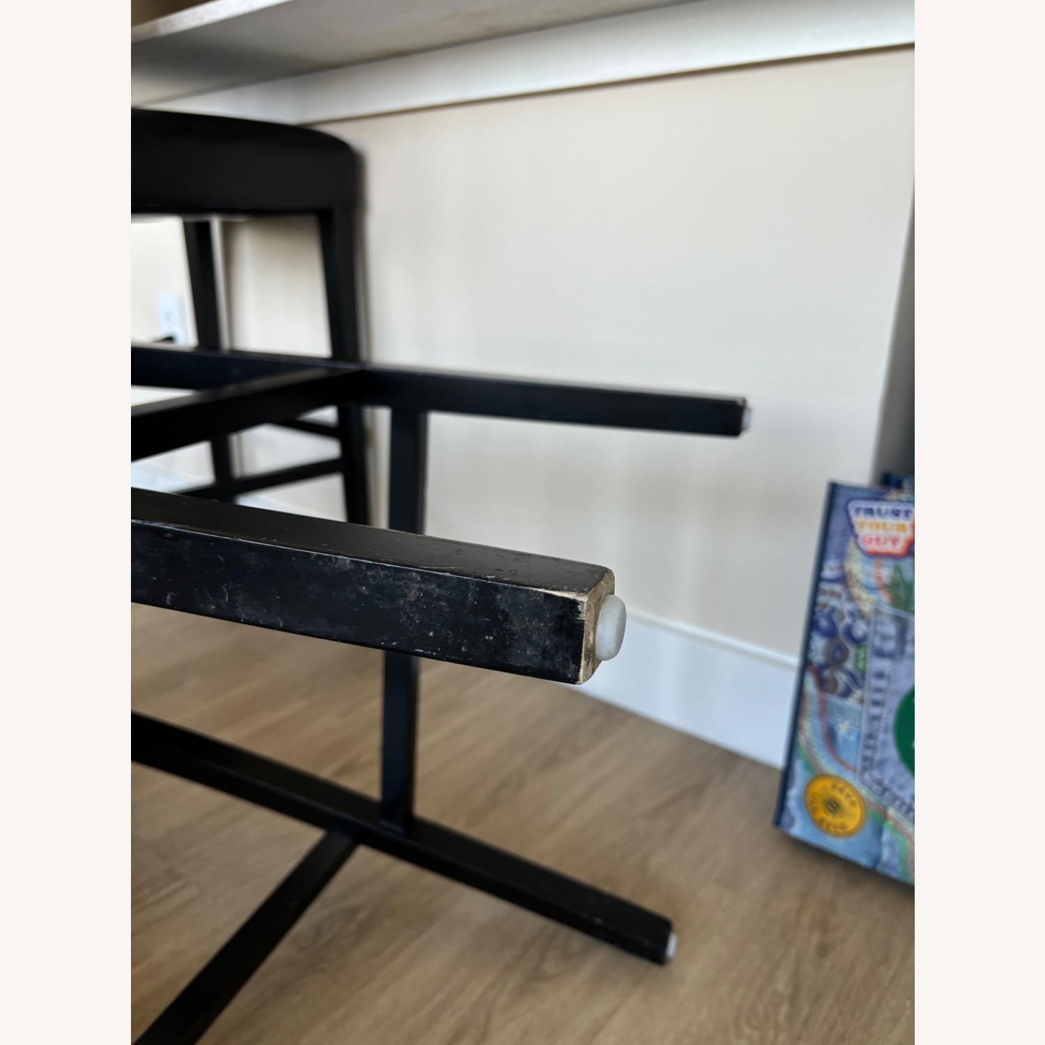 Crate & Barrel Lowe Black Leather Bar Stool Chairs - image-9