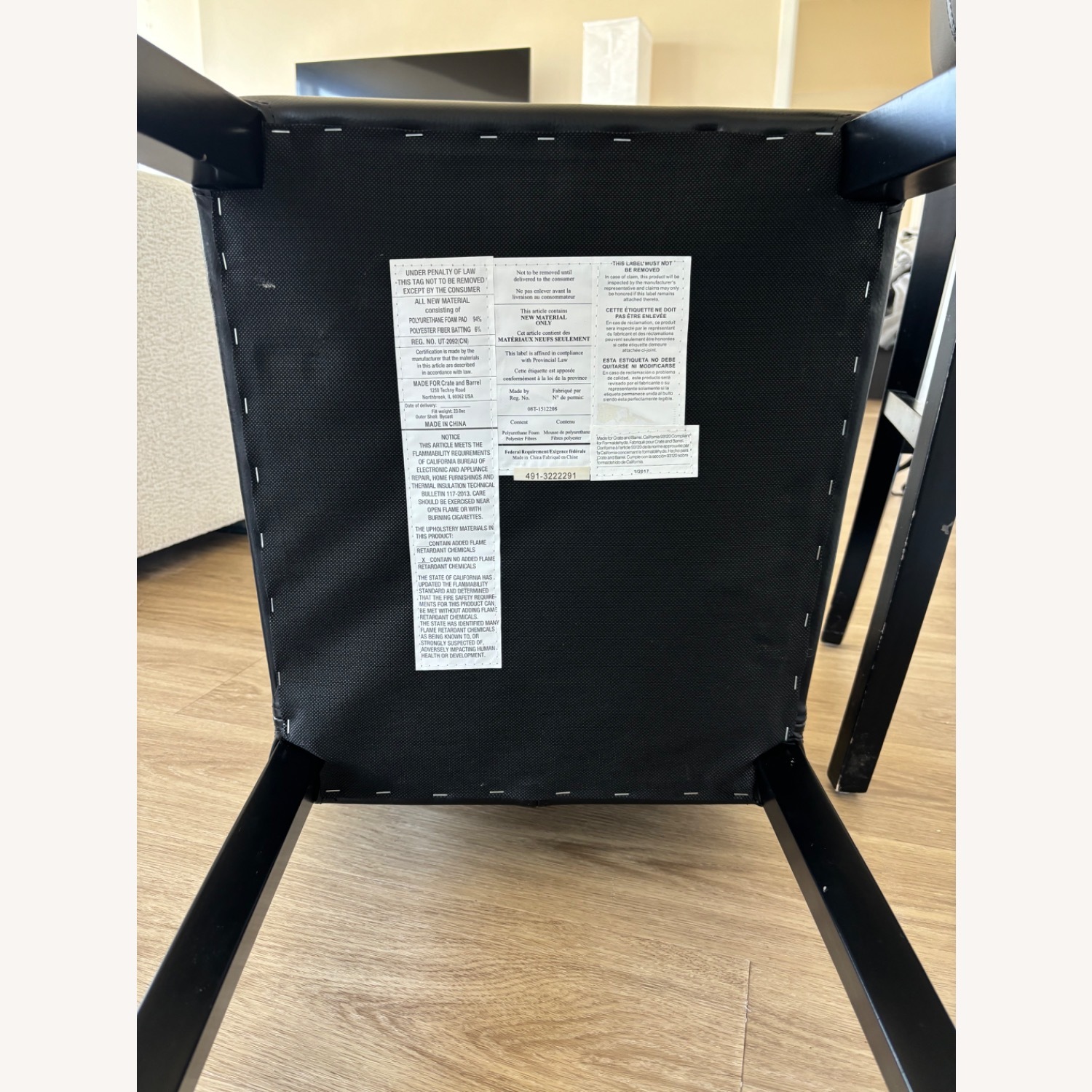 Crate & Barrel Lowe Black Leather Bar Stool Chairs - image-8