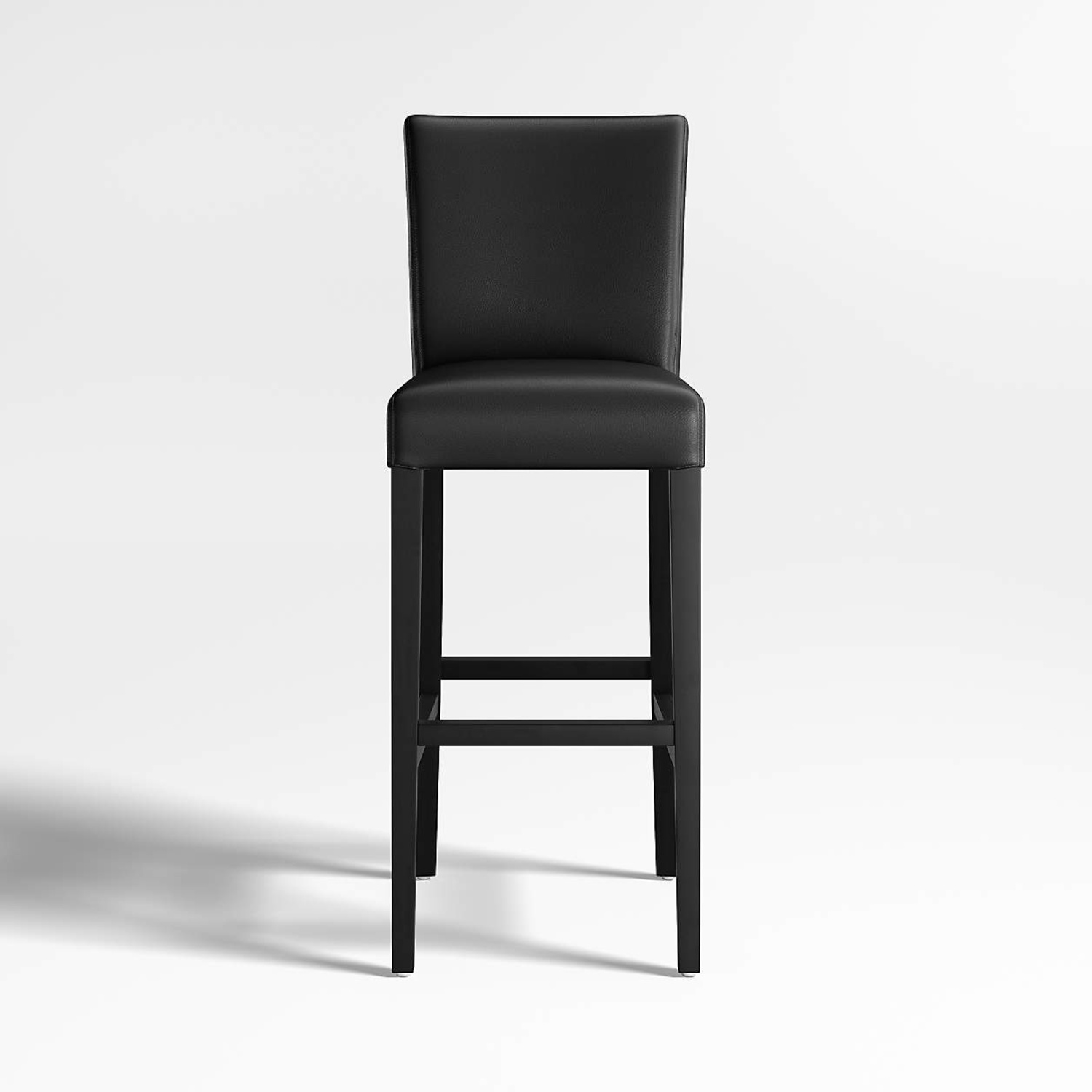 Crate & Barrel Lowe Black Leather Bar Stool Chairs - image-11
