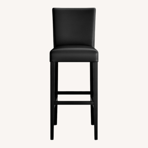 Used Crate & Barrel Lowe Black Leather Bar Stool Chairs for sale on AptDeco
