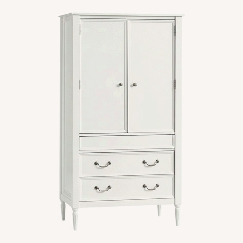 Used Pottery Barn Kids Blythe White Wood Armoire for sale on AptDeco