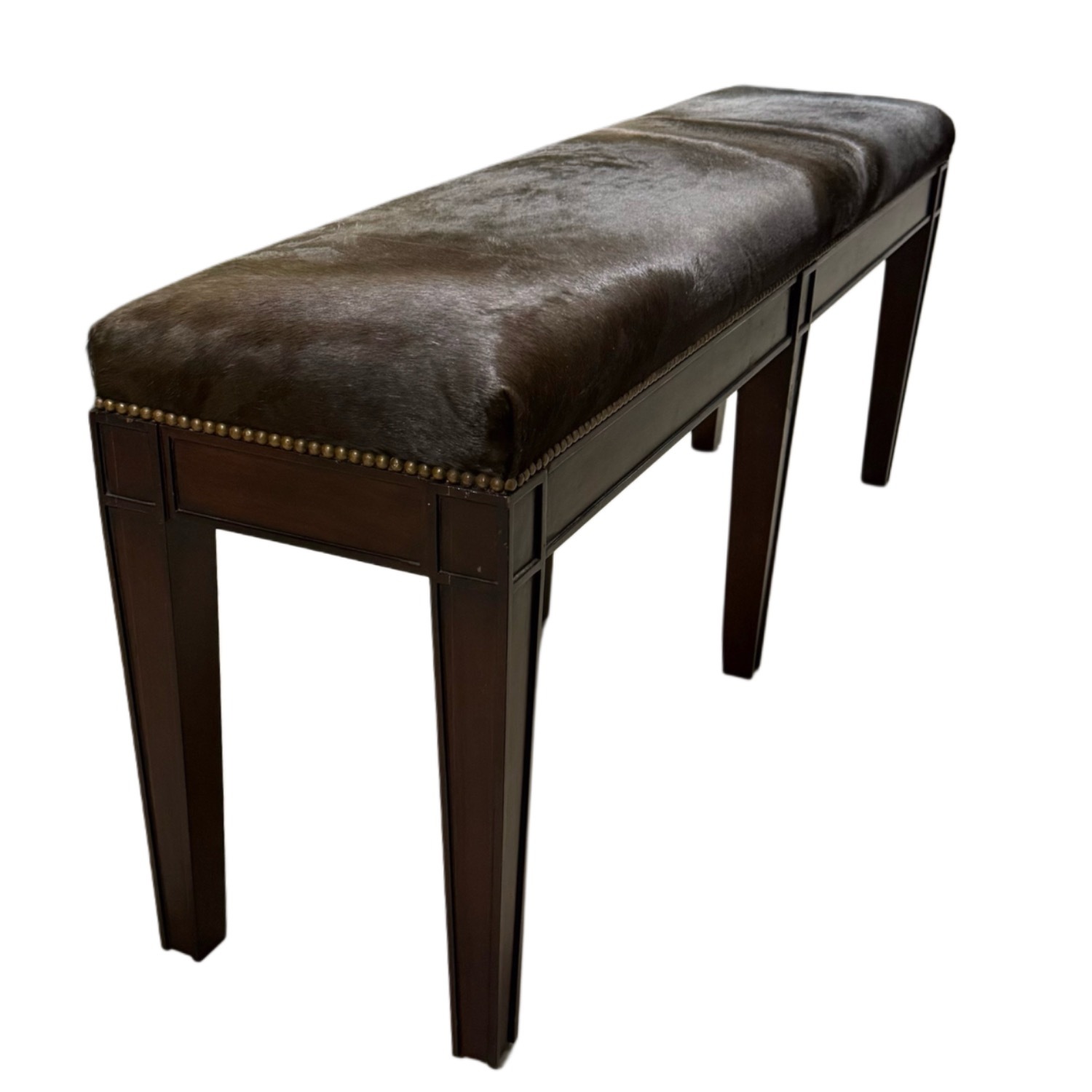 Pony Hair Upholstered Quality Bench - image-7