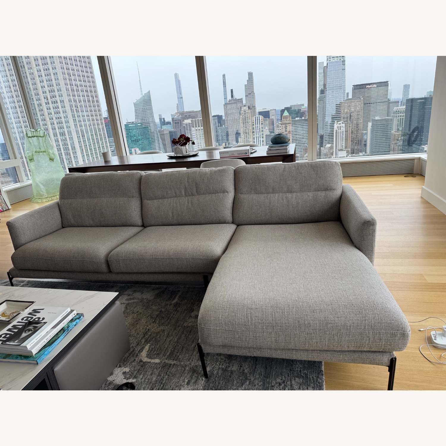 Calligaris Meridien Light Gray Fabric 2 Piece Sectional - image-1