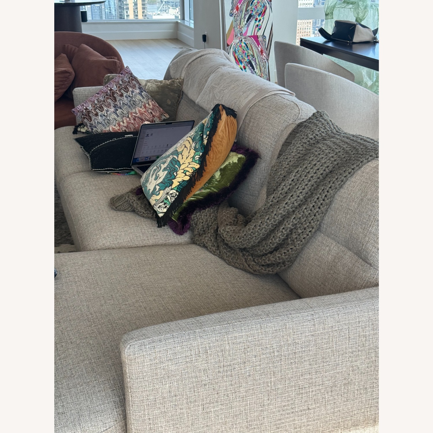 Calligaris Meridien Light Gray Fabric 2 Piece Sectional - image-2