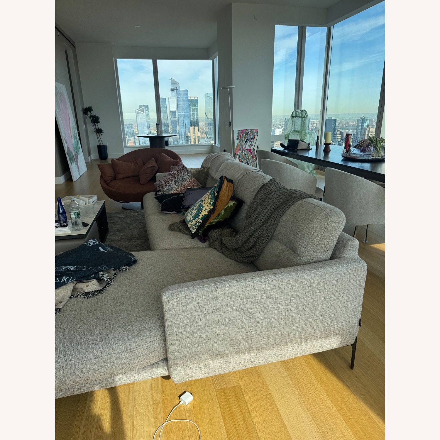 Calligaris Meridien Light Gray Fabric 2 Piece Sectional - image-3