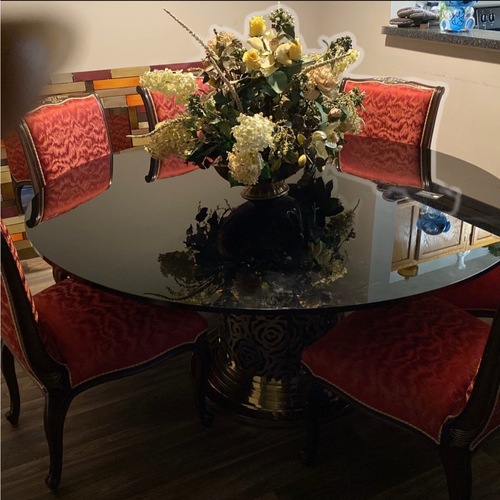 Used Black Metal Dining Table for sale on AptDeco
