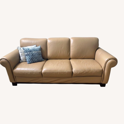 Used Macy's Natural Leather 3+ Seater Sofa for sale on AptDeco