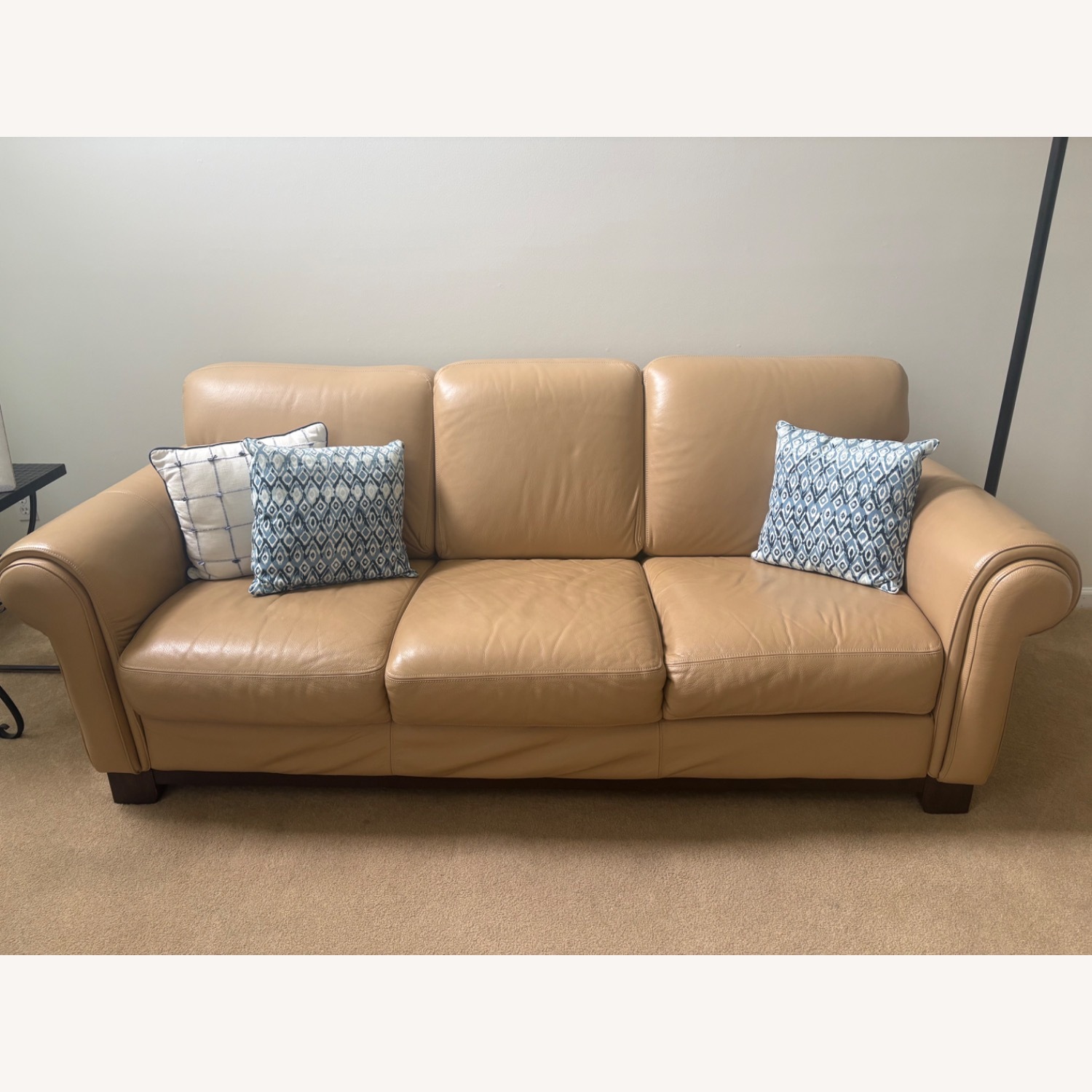 Macy's Natural Leather 3+ Seater Sofa - image-4