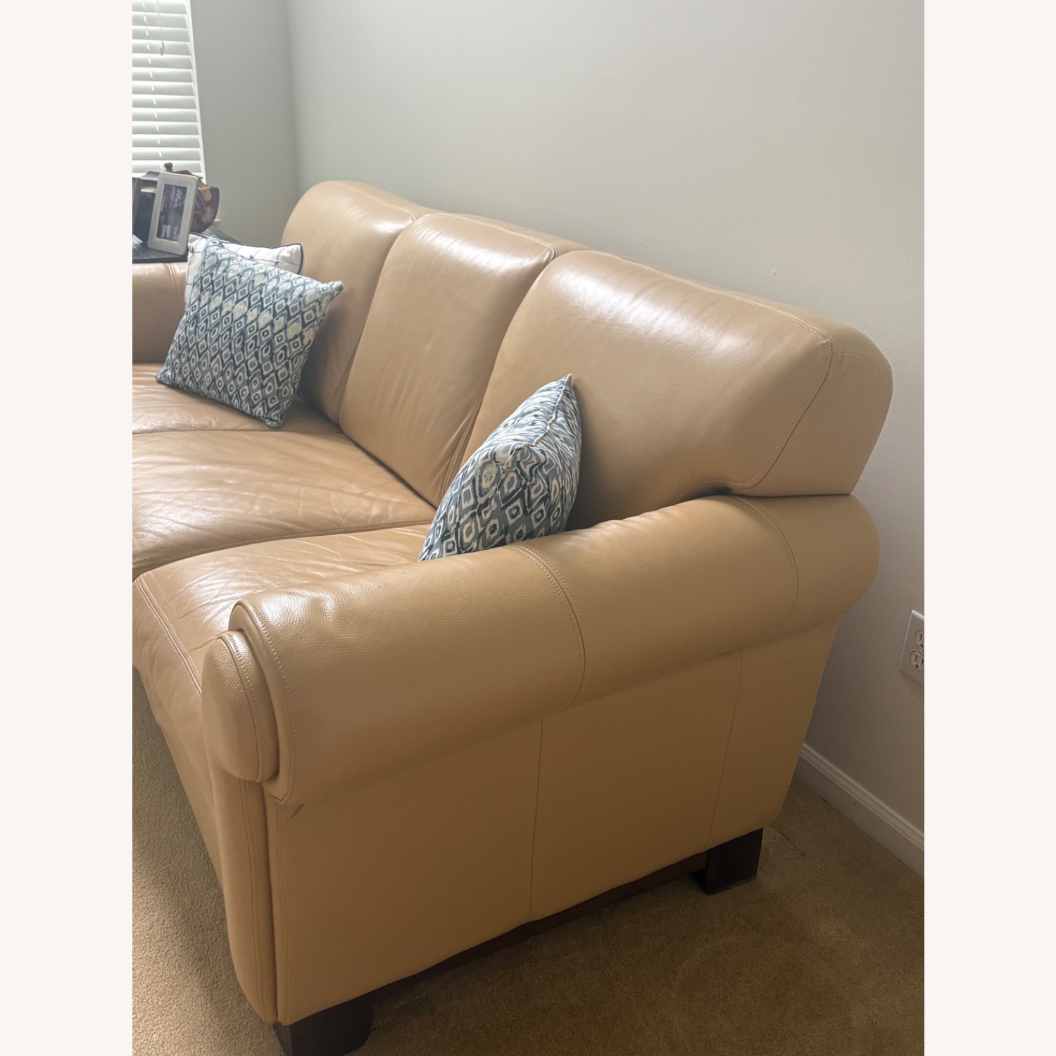 Macy's Natural Leather 3+ Seater Sofa - image-3