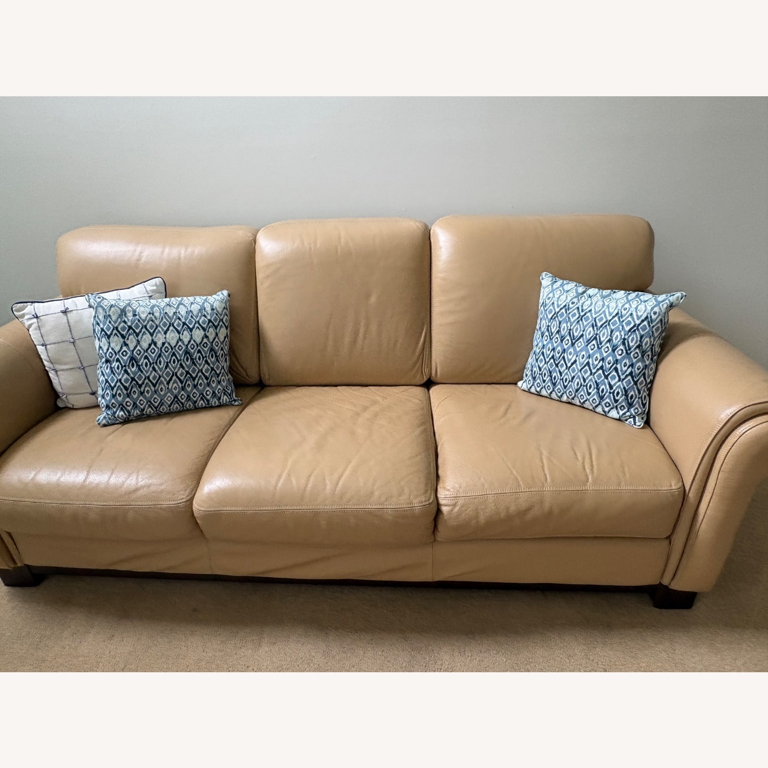 Macy's Natural Leather 3+ Seater Sofa - image-1