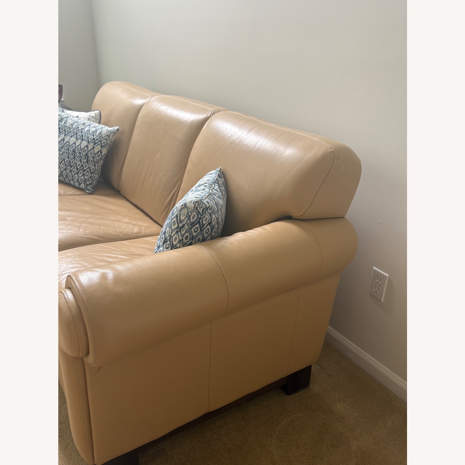 Macy's Natural Leather 3+ Seater Sofa - image-2