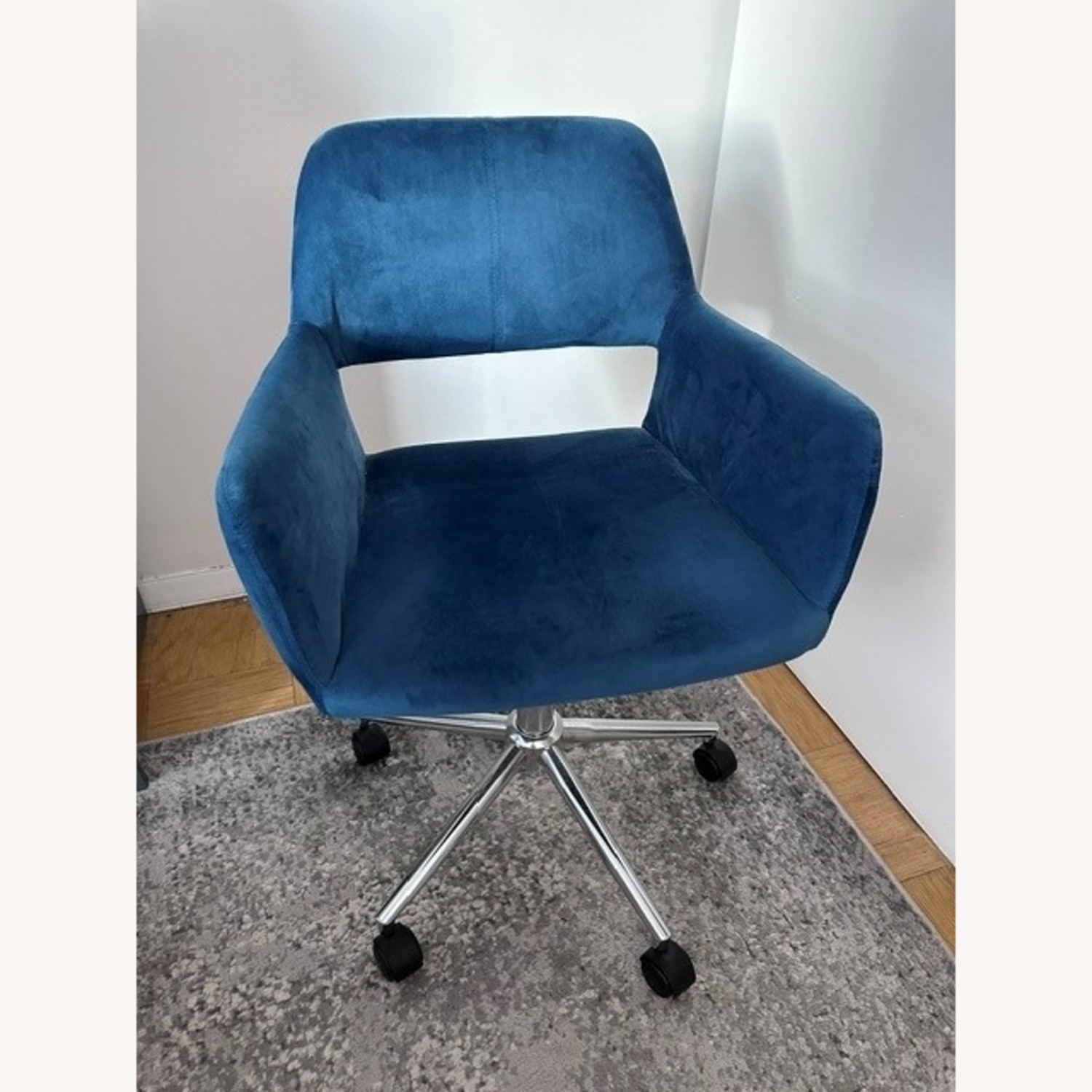 Blue Velvet Office Chair - image-1