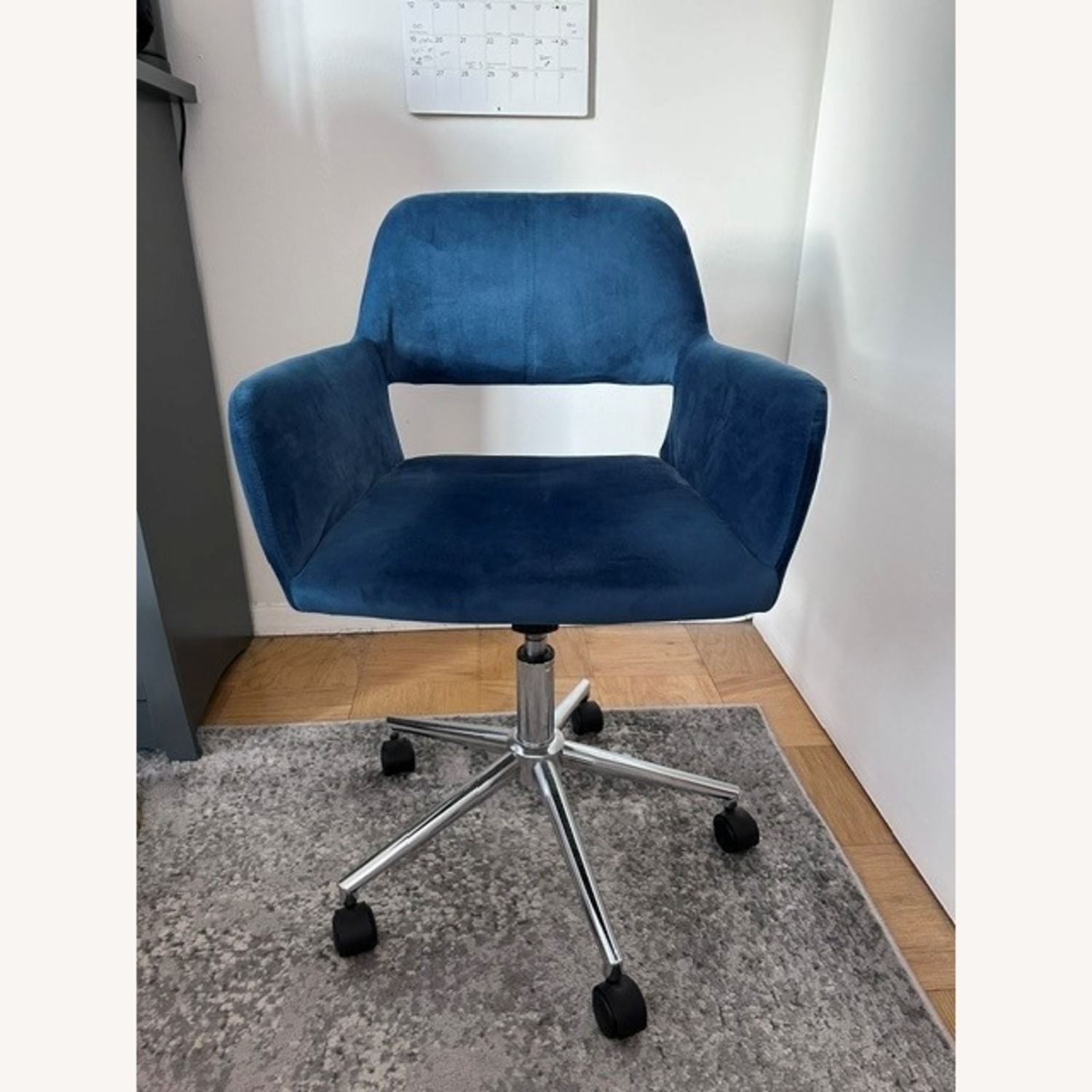Blue Velvet Office Chair - image-4