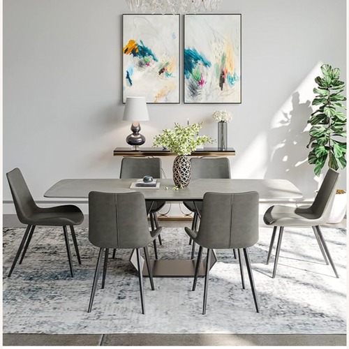 Used 63" Modern Dining Table for 4-6 Gray Stone Top  for sale on AptDeco