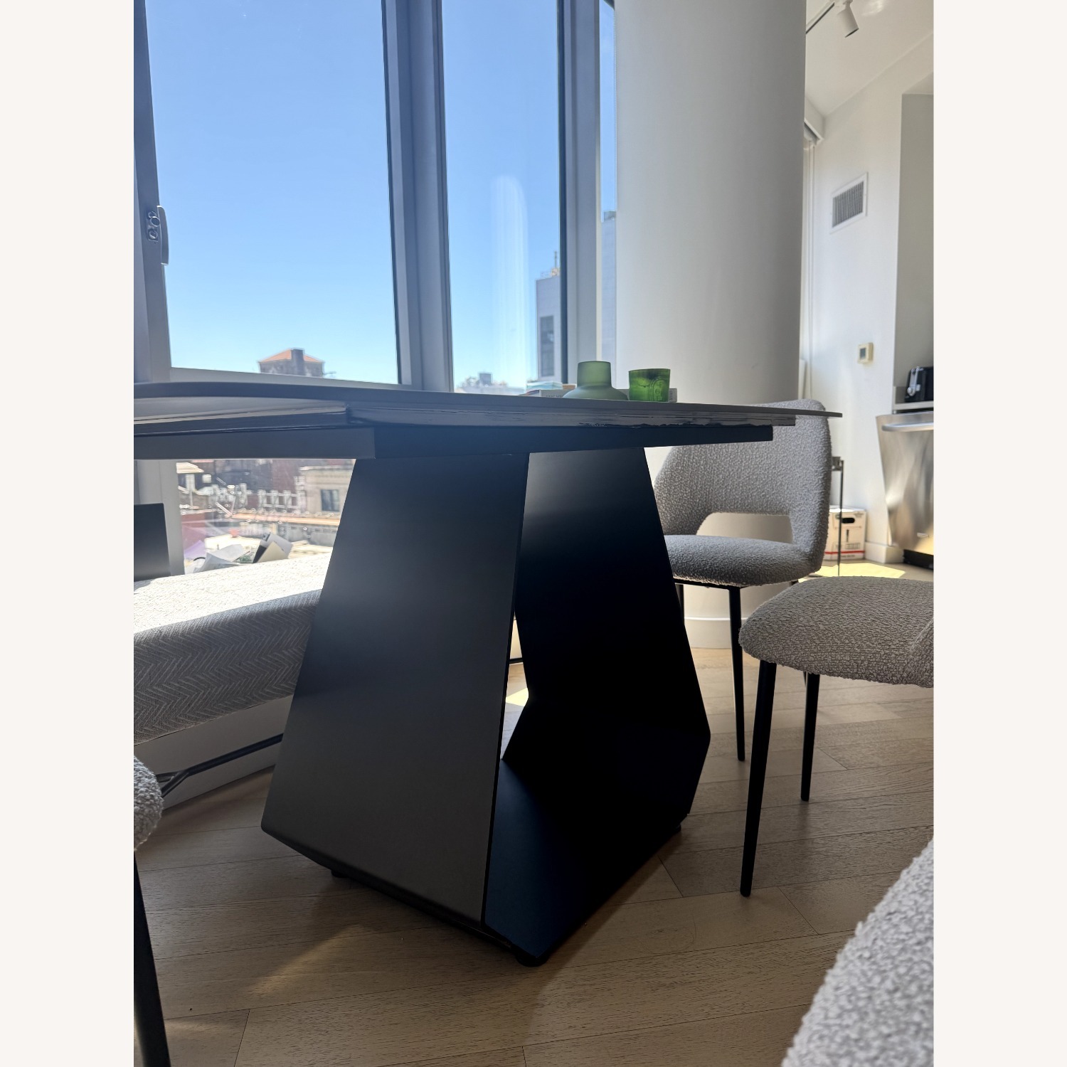 63" Modern Dining Table for 4-6 Gray Stone Top  - image-6