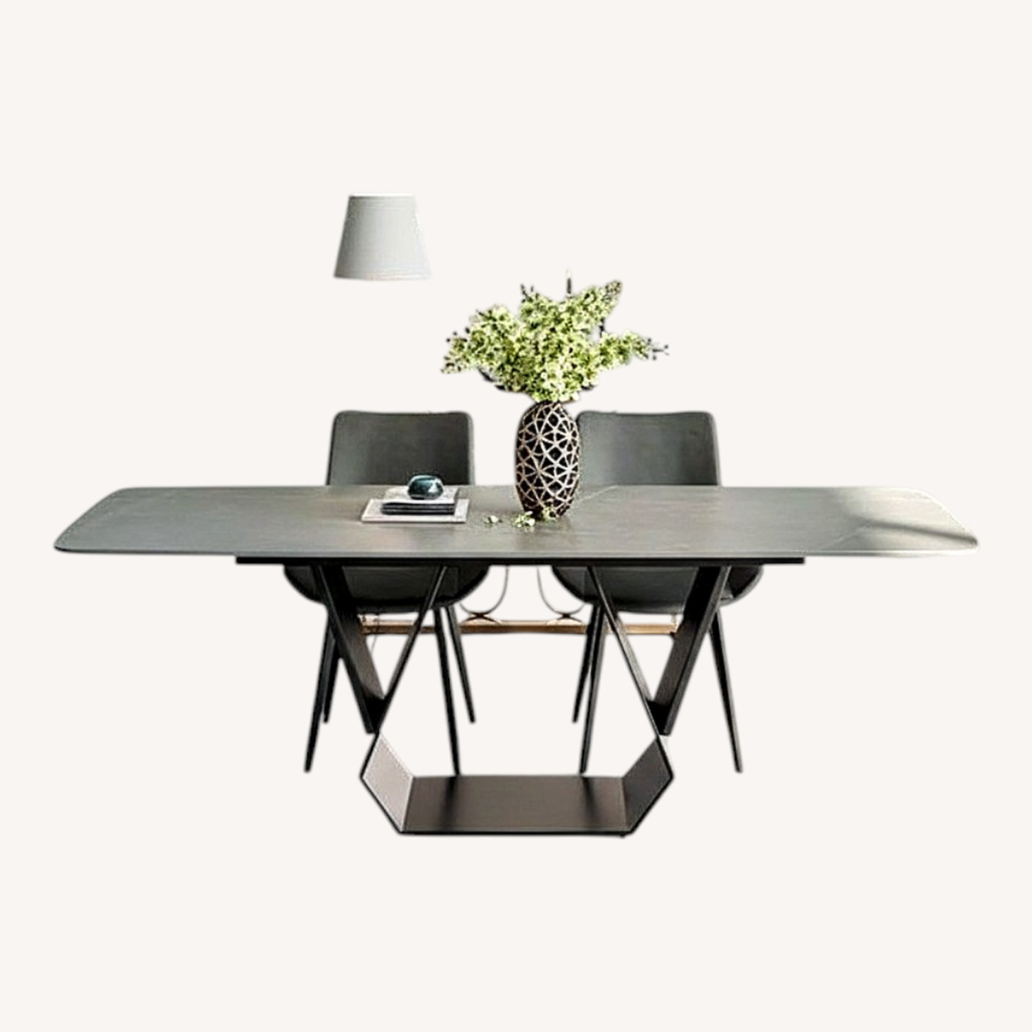 63" Modern Dining Table for 4-6 Gray Stone Top  - image-8