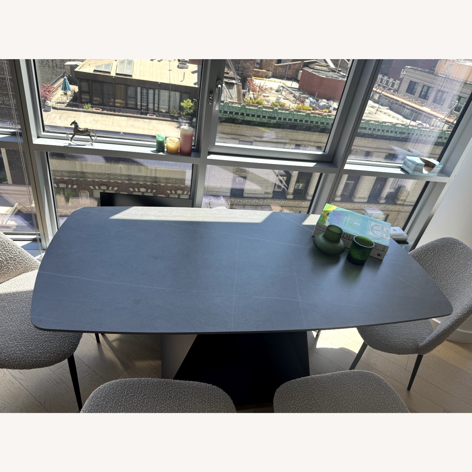 63" Modern Dining Table for 4-6 Gray Stone Top  - image-5