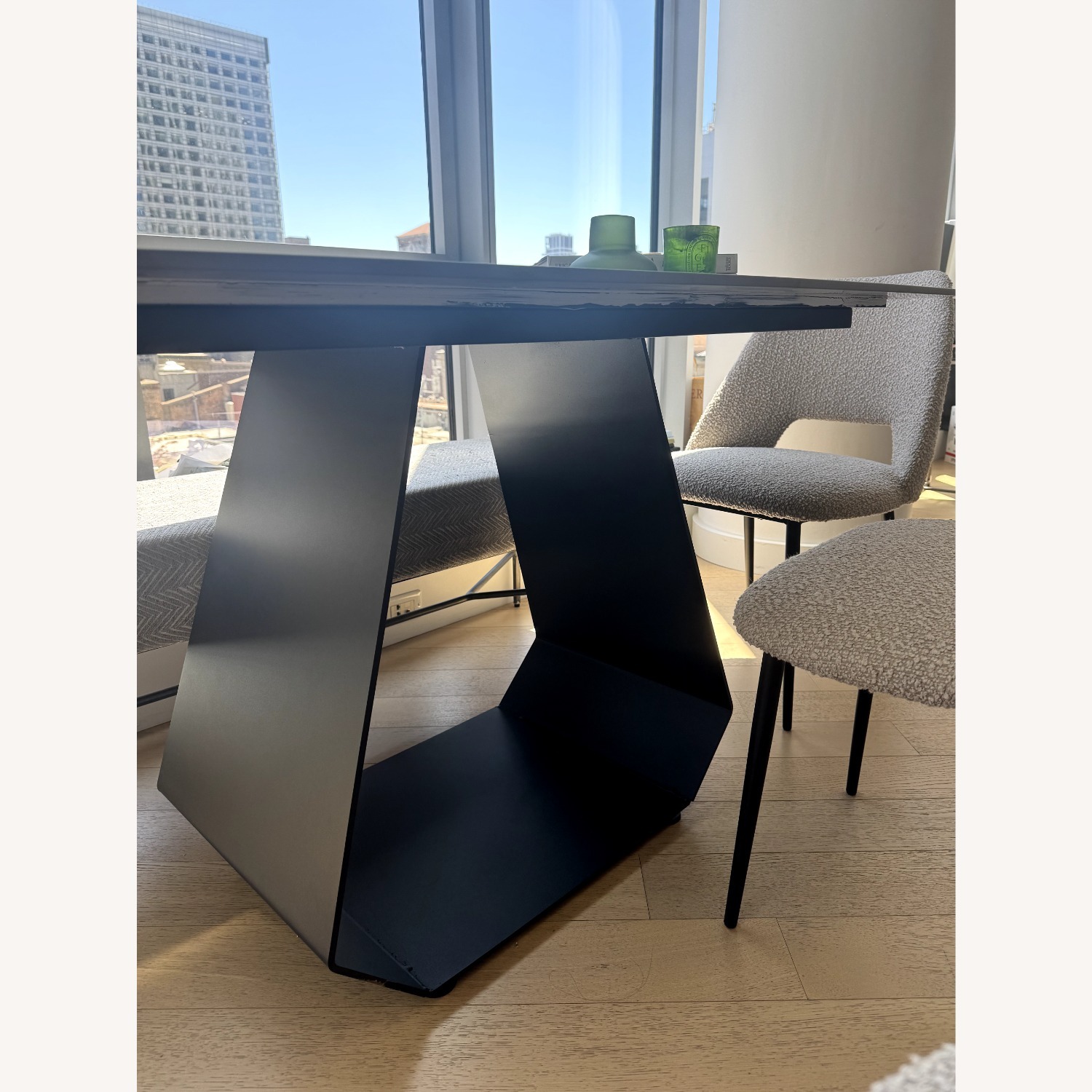 63" Modern Dining Table for 4-6 Gray Stone Top  - image-7