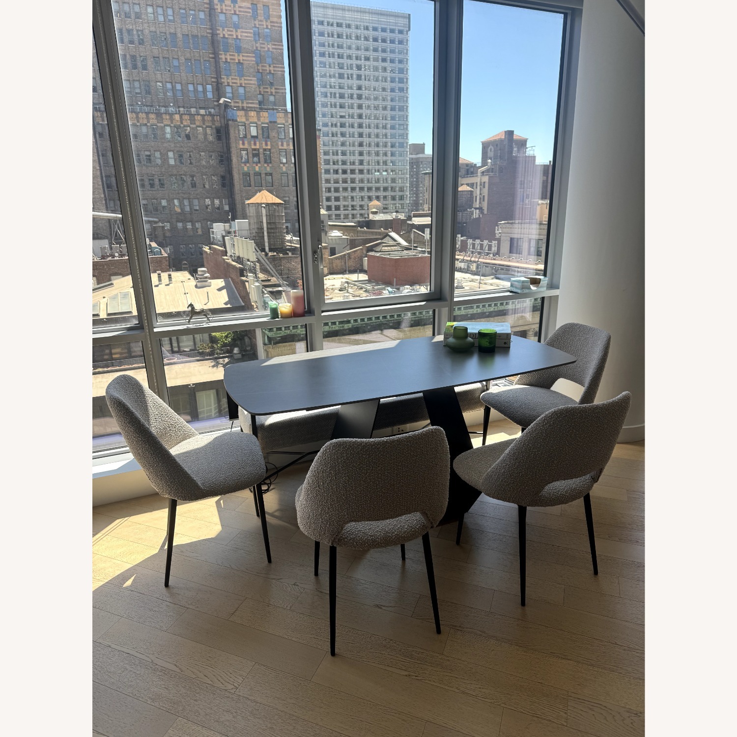 63" Modern Dining Table for 4-6 Gray Stone Top  - image-4