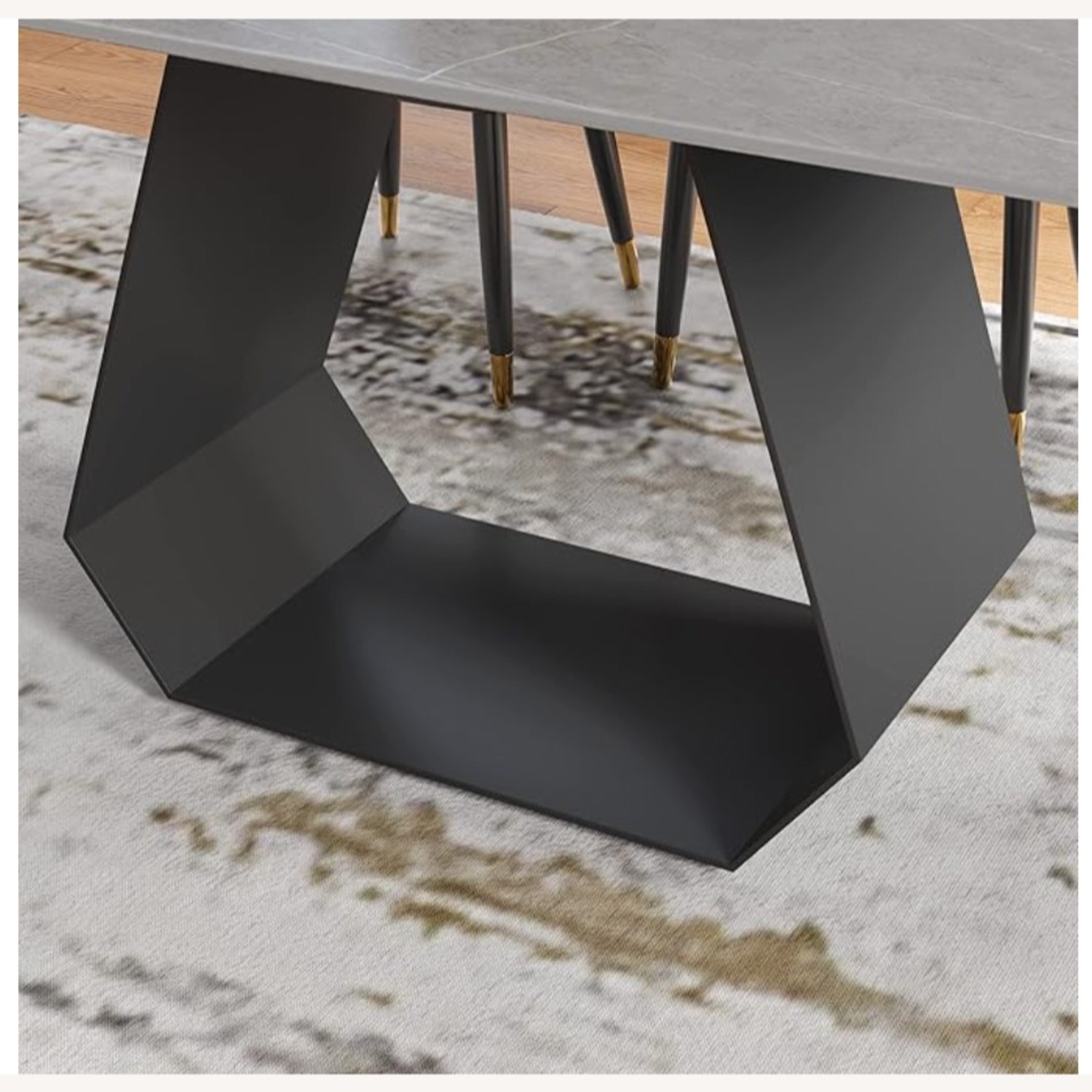 63" Modern Dining Table for 4-6 Gray Stone Top  - image-3