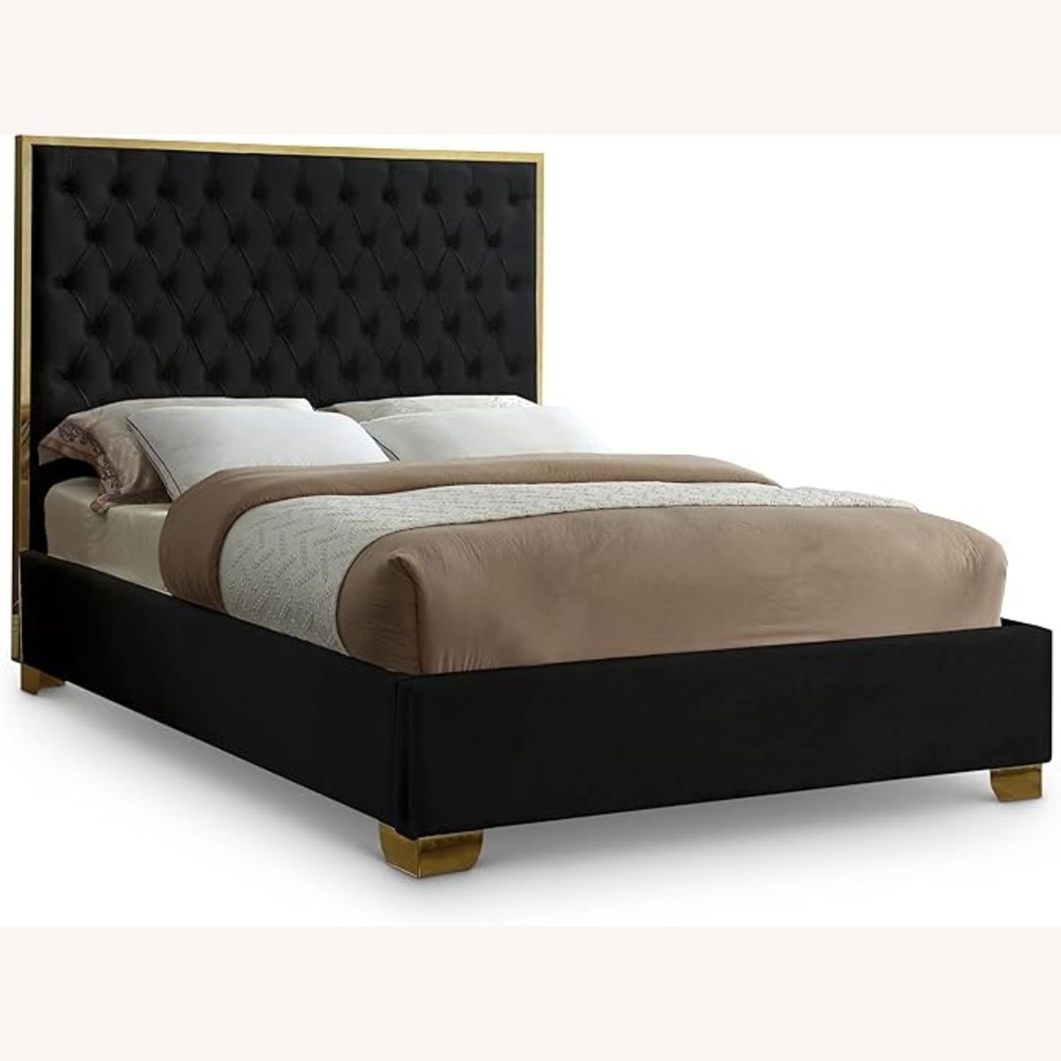 Home Meridian Black Velvet Queen Bed - image-6