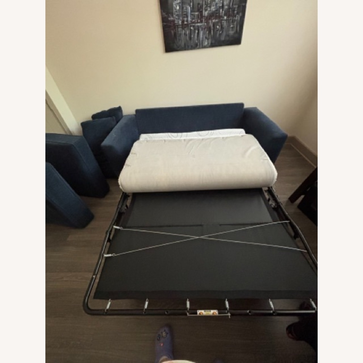 Rooms To Go Blue Fabric Sleeper Sofa - image-2