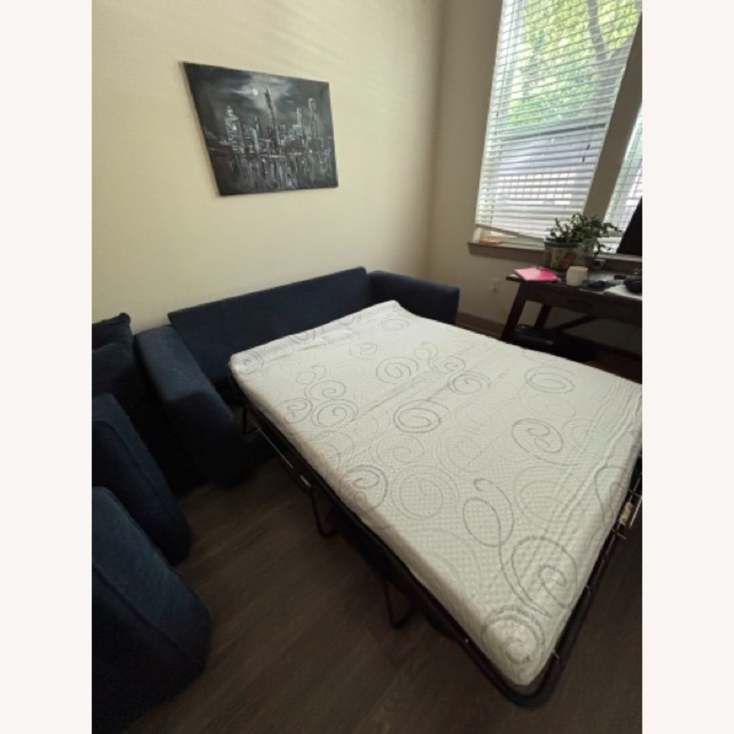 Rooms To Go Blue Fabric Sleeper Sofa - image-1