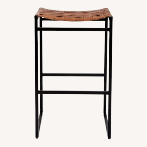 Used Pottery Barn Hardy Woven Leather Counter Stools for sale on AptDeco