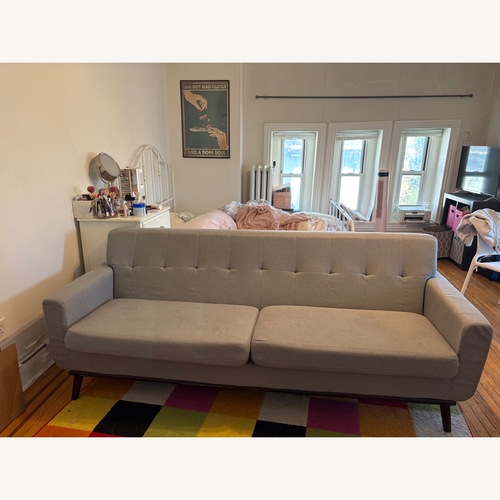 Used Vintage/Antique Finds Light Gray Fabric Loveseat for sale on AptDeco